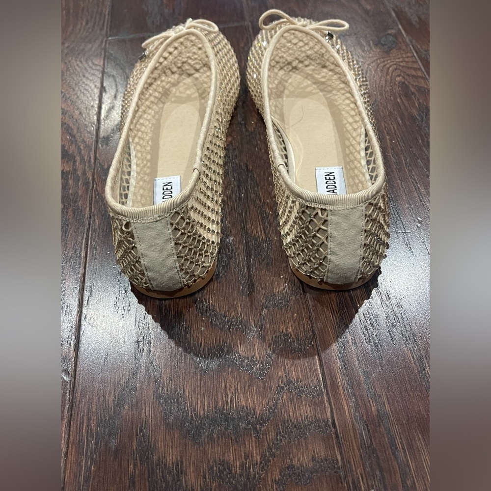 Steve Madden Blossom blush Rhinestone Mesh Bow Preppy Coquette Ballet Flat NEW - Picture 5 of 8